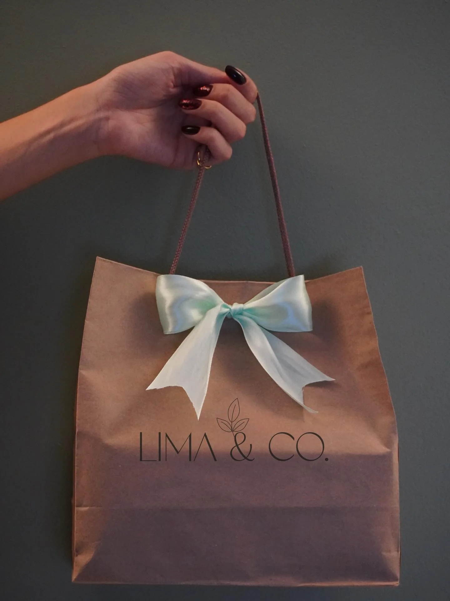 Sacola kraft Lima & Co. com laço de cetim
