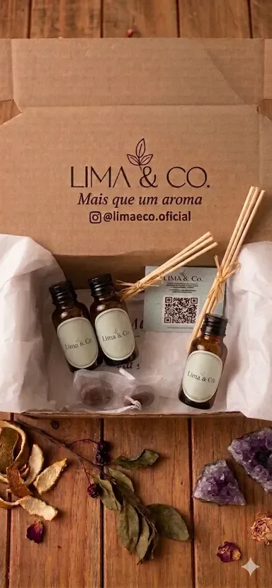 Trio Experience: três mini difusores Lima & Co. em caixa kraft