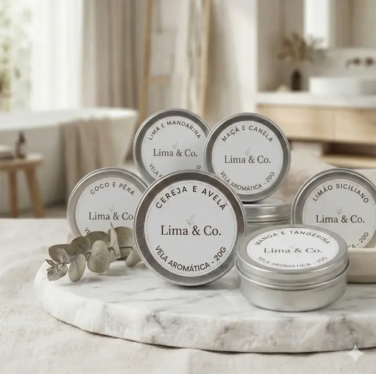 Trio Discovery: três mini velas de 20g em latinhas Lima & Co.